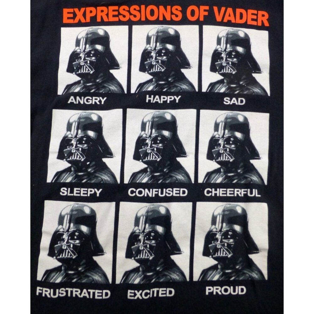 Star Wars Mens Darth Vader Expressions T-Shirt LG Black Cotton - Picture 2 of 5